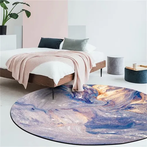 Vista 9 de Tapete redondo de mármol verde esmeralda, lavable, pequeño círculo, para dormitorio, sala de estar, alfombra moderna abstracta circular, 2 pies