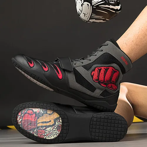 Vista 5 de UKUBAG Zapatos de lucha libre para hombre, tenis de boxeo ligeros, zapatos de lucha de boxeo, zapatos deportivos casuales