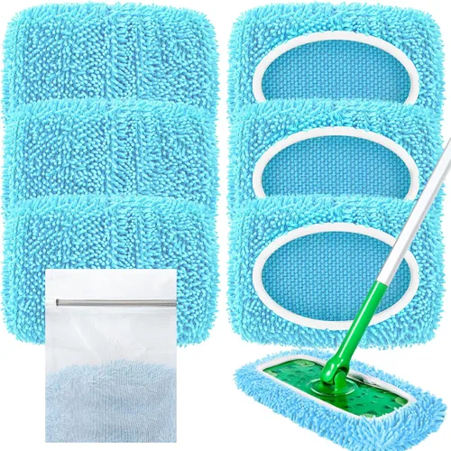 Vista 14 de Almohadillas de microfibra reutilizables compatibles con trapeador Swiffer Sweeper Mop Verde bosque