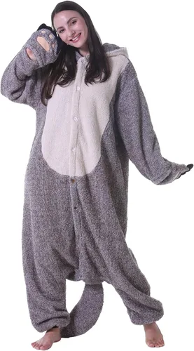 Vista 5 de DarkCom Pijama de una pieza de animal para mujer y hombre, disfraz de Halloween, ropa de dormir de Navidad