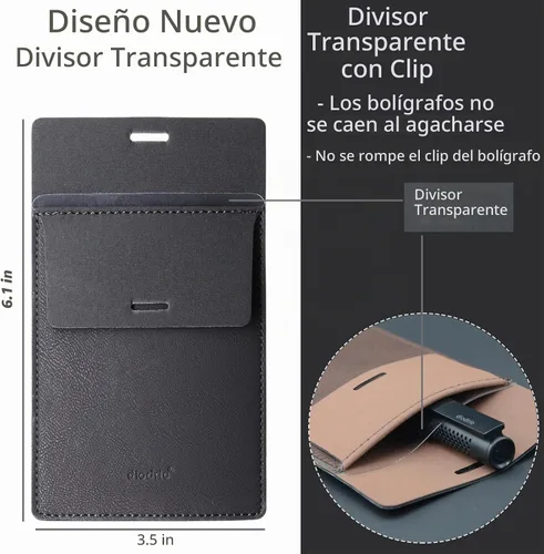 Vista 2 de diodrio Protector de bolsillo para hombre, soporte de bolsillo de cuero Negro