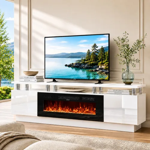 Vista 18 de Soporte de TV de 70 pulgadas para sala de estar, centro de entretenimiento moderno y consola multimedia, se adapta a televisores de hasta 80 Todo
