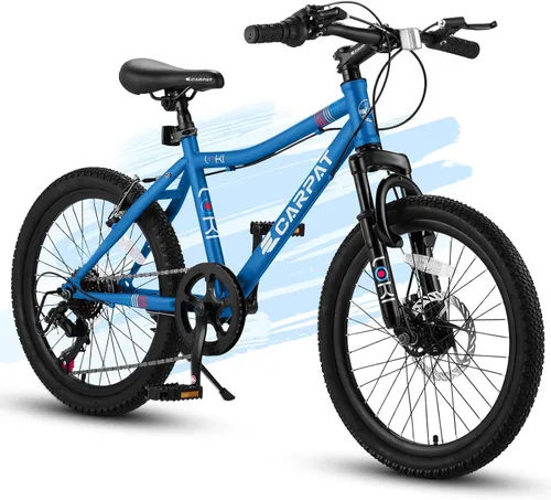 Vista 10 de Ecarpat Bicicleta de montaña para niños y niñas, 20 y 24 pulgadas, suspensión delantera, bicicleta de montaña todo terreno, bicicletas de montaña