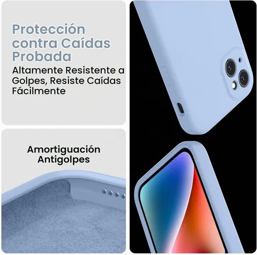 Vista 4 de FireNova Funda diseñada para iPhone 13, funda de silicona mejorada [protección de cámara] con [2 protectores de pantalla], forro interior de Azul