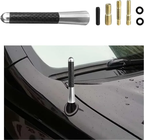 Vista 12 de Dickno Antena corta para automóvil, antena de radio de aluminio de 1.37 pulgadas, repuesto de mástil, antena de recepción de radio AM/FM automática