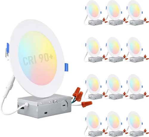 Vista 20 de TORCHSTAR Serie Básica - Paquete de 12 luces LED empotrables ultradelgadas de 3 pulgadas con caja de conexiones, CRI90, aluminio