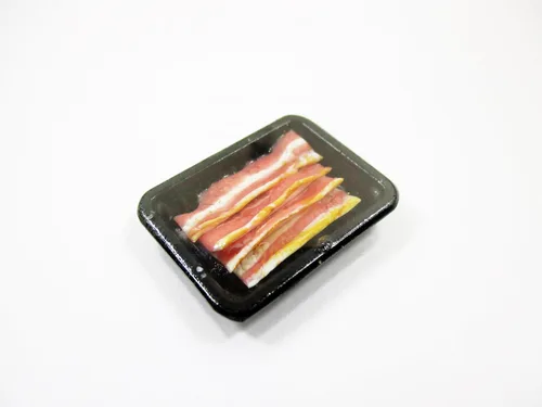 Vista 3 de Casa de muñecas Alimentos en miniatura Tocino crudo Carne Supermercado Alimentos Pack Bandeja 16719