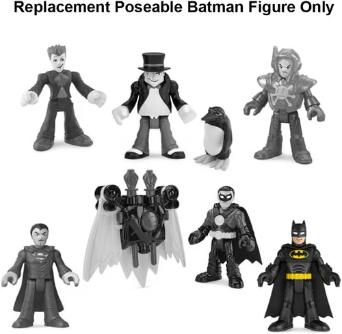 Vista 3 de Mattel Pieza de repuesto para Imaginext Deluxe Figure Pack Playset – GWX46 ~ Figura de Batman Poseable de Repuesto ~ Llevando Traje Negro y Capa