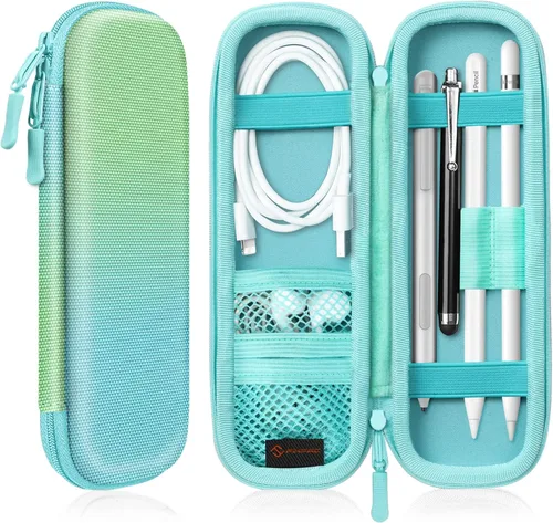 Vista 12 de Fintie - Funda de piel sintética para Apple Pencil Pro, USB-C/1ª/2ª generación Lightweight Protective Bag, Anti-Scratch, Fits Pen, USB Cable &