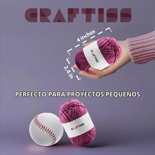 Vista 2 de CRAFTISS 16 de 20g/0.7Oz de hilo acrílico Mini Skeins - 640 metros de hilo suave para proyectos de crochet y tejer, kit de inicio a granel