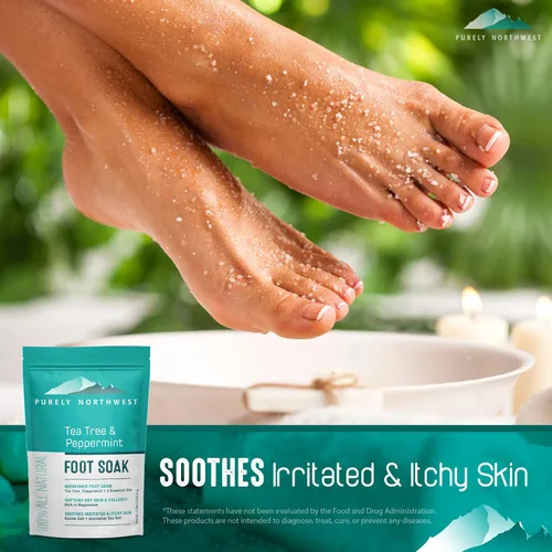 Vista 4 de Gel de baño de árbol de té y cuerpo y gel de baño de árbol de té más infusión de uñas, alivia la piel seca, ardor y picazón, refresca el olor