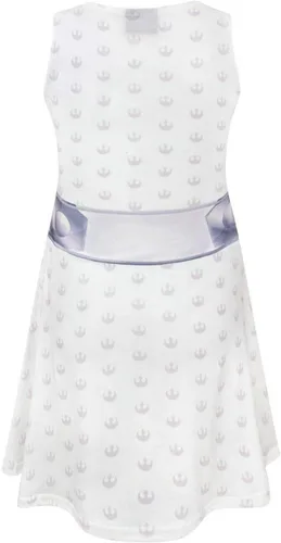Vista 6 de STAR WARS Vestido de princesa Leia blanco bordado elegante para niñas de 11 a 12 años, Blanco