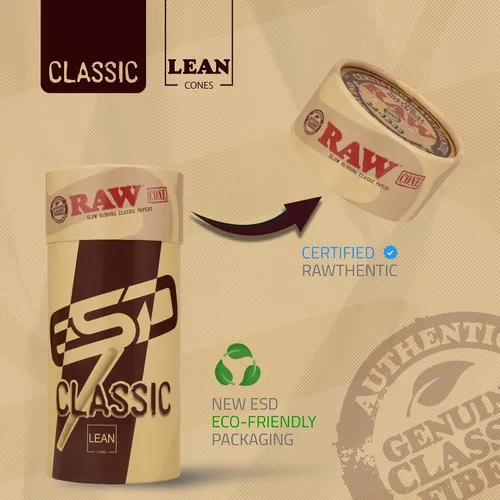 Vista 4 de RAW Cones Lean Size Classic - Paquete de 50 conos rodantes de combustión lenta con puntas