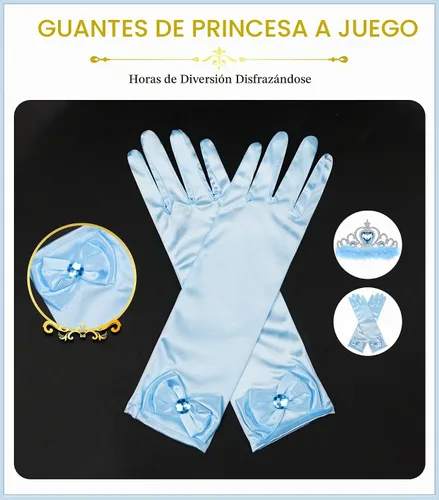 Vista 5 de Accesorios de Vestido de Princesa Guantes de Princesa, Conjunto de Vestir de 7 Piezas BIBUTY para Niñas Pequeñas Azul