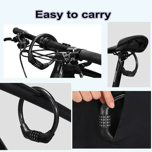 Vista 7 de CUIWEI Cable de bloqueo de bicicleta, resistente antirrobo, cadena de bloqueo de bicicleta, cable de bloqueo de código portátil, candados