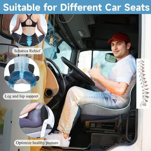 Vista 8 de Cojín de asiento en forma de L para estar sentado durante mucho tiempo, espuma viscoelástica, soporte ergonómico de respaldo para dolor de espalda