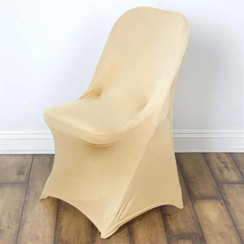 Vista 18 de Efavormart - Funda para silla plegable elástica de elastano, ajustable, para cenas, eventos, bodas, fiestas, banquetes, catering, color beige
