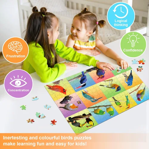 Vista 6 de Rompecabezas de 300 piezas para adultos, adolescentes y niños, idea de regalo feliz para la familia, pájaros de animales