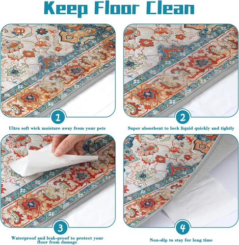 Vista 4 de NOYAL Almohadillas bohemias lavables para orina de perro, superabsorbentes, reutilizables, con estampados elegantes, 100% impermeables, a prueba