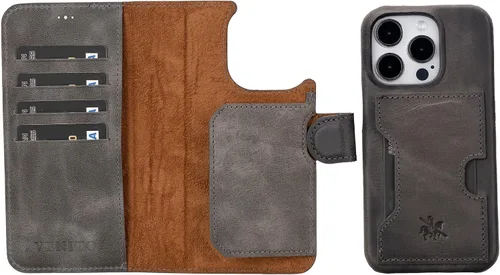 Vista 159 de Venito Florence - Funda de piel compatible con Samsung Galaxy S9, extra segura con bloqueo RFID, cartera desmontable para teléfono (gris decolorado)