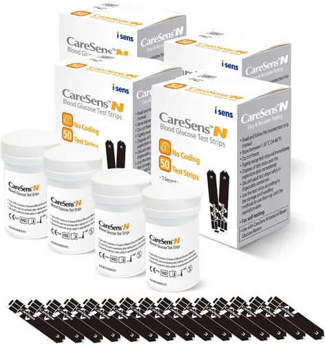Vista 4 de CareSens N Tiras de prueba de glucosa en sangre (50 unidades) - Solo para kits de medidores familiares CareSens N..