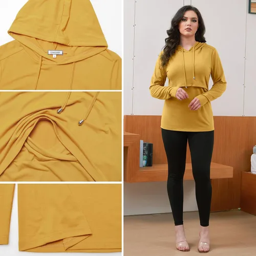 Vista 50 de GINKANA Sudadera con capucha para mujer, manga larga, lactancia materna, ropa casual