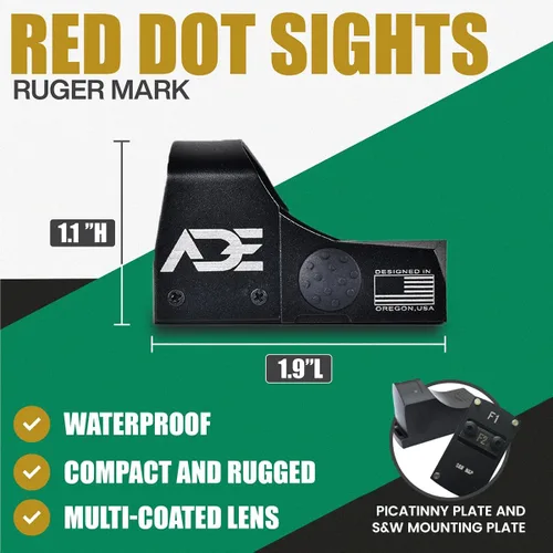 Vista 7 de ADE Advanced Optics RD3-009 5 MOA - Mira de punto rojo con placa de montaje para pistolas Smith & Wesson MP M&P, M&P 2.0, SD9VE, SD40VE + montaje