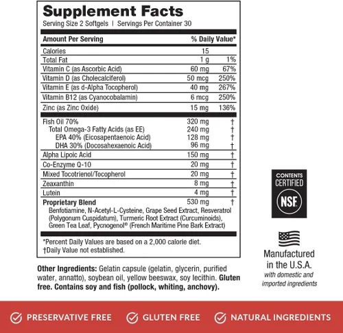 Vista 5 de EyePromise Vitamina para los ojos DVS - 60 cápsulas blandas, suministro