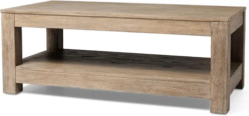 Vista 10 de Maven Lane Paulo - Mesa de centro rectangular de 18 pulgadas con almacenamiento, madera maciza marrón, ideal para sala de estar y sala de estar