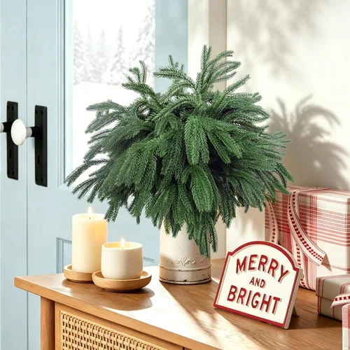 Vista 7 de 12 tallos de pino Norfolk, ramas de pino artificiales para Navidad