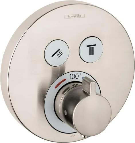 Vista 2 de hansgrohe ShowerSelect S 15743341 - Válvula de ducha termostática moderna con control de temperatura y desviador en cromo negro cepillado