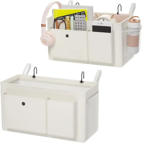 Vista 11 de Edudif Organizador de mesita de noche con correas fijas y soporte para botella de agua, litera ideal para el hogar, dormitorio, hospital, cuna, Negro