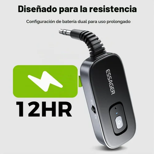 Vista 3 de ESSAGER Adaptador Bluetooth para automóvil, cancelación de ruido, receptor AUX Bluetooth de 0.138 in para automóvil, transmisor de receptor de audio