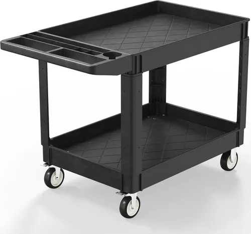 Vista 14 de Carrito utilitario con ruedas, carrito de servicio rodante de capacidad de 1000 libras, carros de trabajo de 34 x 17 pulgadas, carrito