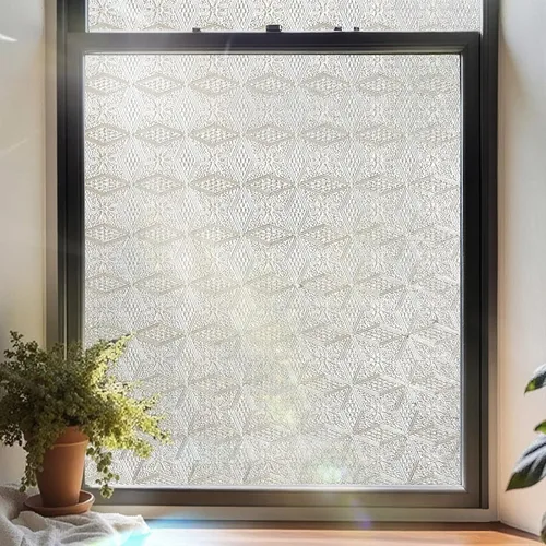 Vista 11 de Película 3D para ventana de vitral, película decorativa de privacidad para ventana de baño, puerta delantera, hogar, bloqueo solar, control