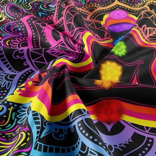 Vista 4 de JAWO Tapiz hippie de siete chakras, tapiz hippie para yoga, meditación, tapiz bohemio con mandala para sala de yoga, dormitorio, sala de estar
