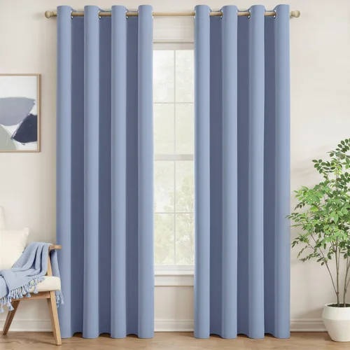 Vista 49 de MIULEE Cortinas opacas para dormitorio o sala de estar, juego de 2 paneles de cortina para ventana con aislamiento térmico y bloqueo de luz