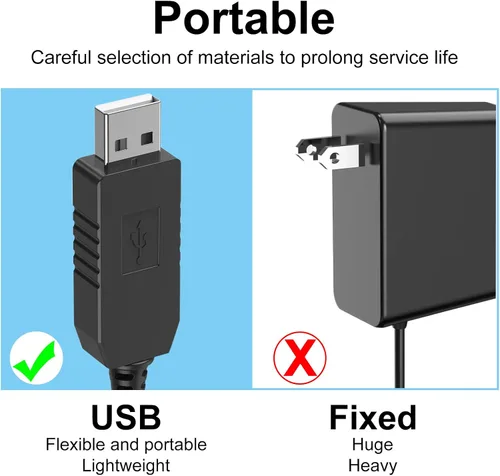 Vista 6 de Cable de carga de repuesto para irrigador dental Waterpik WP360 WP462 WP450 WF13 WP100, cable de carga USB (negro)
