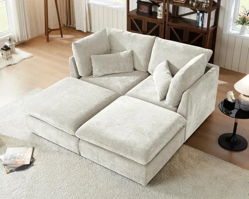 Vista 20 de Sofá modular de pana de gran tamaño de 77 pulgadas, sofá modular de nube lavable con otomana, sofás seccionales de 3 plazas para sala de estar
