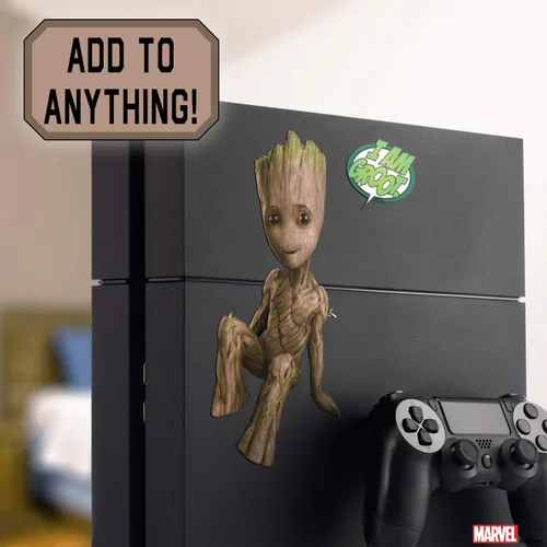 Vista 2 de Groot Marvel - Calcomanía de pared pequeña de realidad aumentada, vinilo extraíble para despegar y pegar, 7 calcomanías