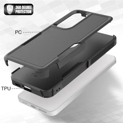 Vista 3 de Funda para Samsung Galaxy S25: funda protectora de doble capa resistente para teléfono celular, a prueba de golpes, con protector de pantalla
