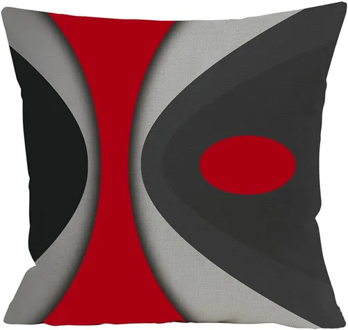 Vista 3 de Fundas de almohada decorativas negras y rojas para sofá, fundas de almohada de sala de estar para sofá, rojo y negro, fundas de cojín geométricas