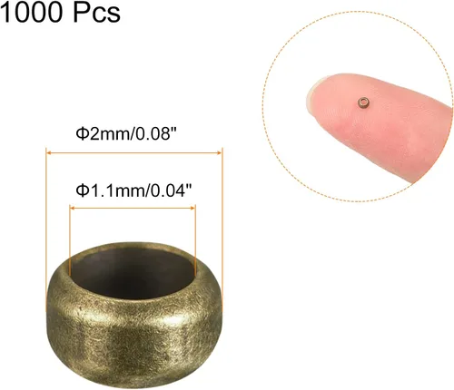 Vista 2 de uxcell 1000 cuentas redondas de engarzado, cuentas espaciadoras de extremo de crimpado de 0.079 pulgadas, pequeños tapones para hacer pulseras