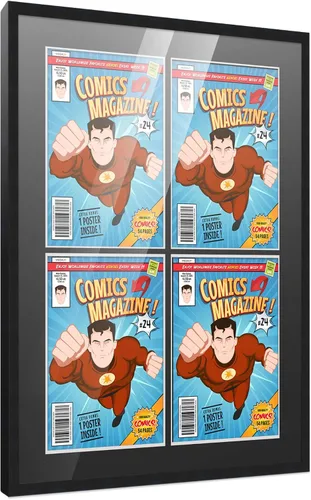 Vista 90 de Poster Palooza Marco de cómic con paspartú para 1 cómic de la Edad de Bronce publicado entre 1970 y 1985, marco de cómic negro para cómic de 7.25 x