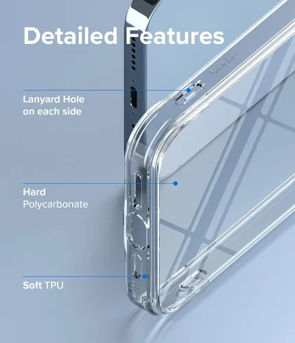 Vista 5 de Ringke Fusion funda compatible con iPhone 13 Pro Max, dura, minimalista, no se amarillenta, parte trasera transparente, con bordes protectores