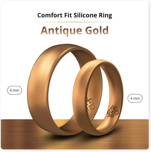 Vista 2 de Knot Theory Anillos de boda de silicona transpirable para hombres y mujeres Anillos de boda de goma de goma para él y ella Regalo de aniversario