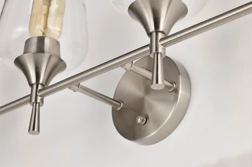 Vista 4 de Edvivi Lámpara de tocador de baño de 4 luces, níquel cepillado moderno con pantalla de vidrio transparente, lámpara de pared para espejos, cepillado