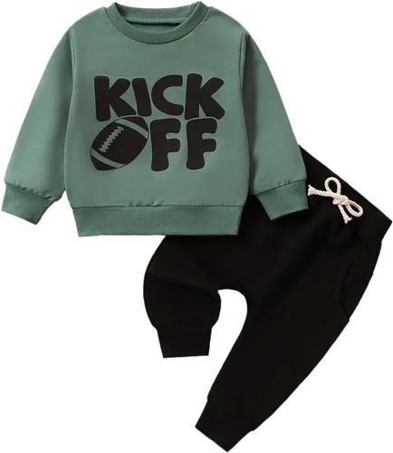 Vista 3 de TBUIALL Kids Outfit Soft Cotton Warm Crewneck Four Color Olive Print Long Sleeved Hoodie Set For Boys Or Infant Girl