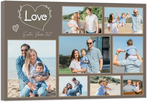 Vista 9 de ZXHYWYM Imágenes en lienzo, collage personalizado de 9 fotos, collage personalizado con texto para subir imágenes al lienzo, tu familia, perro