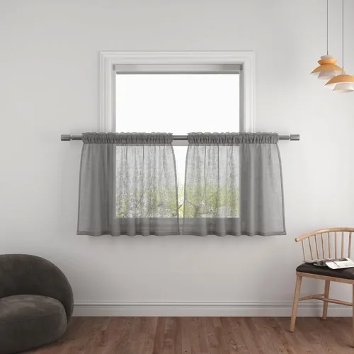 Vista 7 de UPOPO Paneles de Cortina Beige Pequeños Cortinas Transparentes de Gasa de 16 Pulgadas de Largo Cortinas de Cocina de Voile con Textura de Lino
